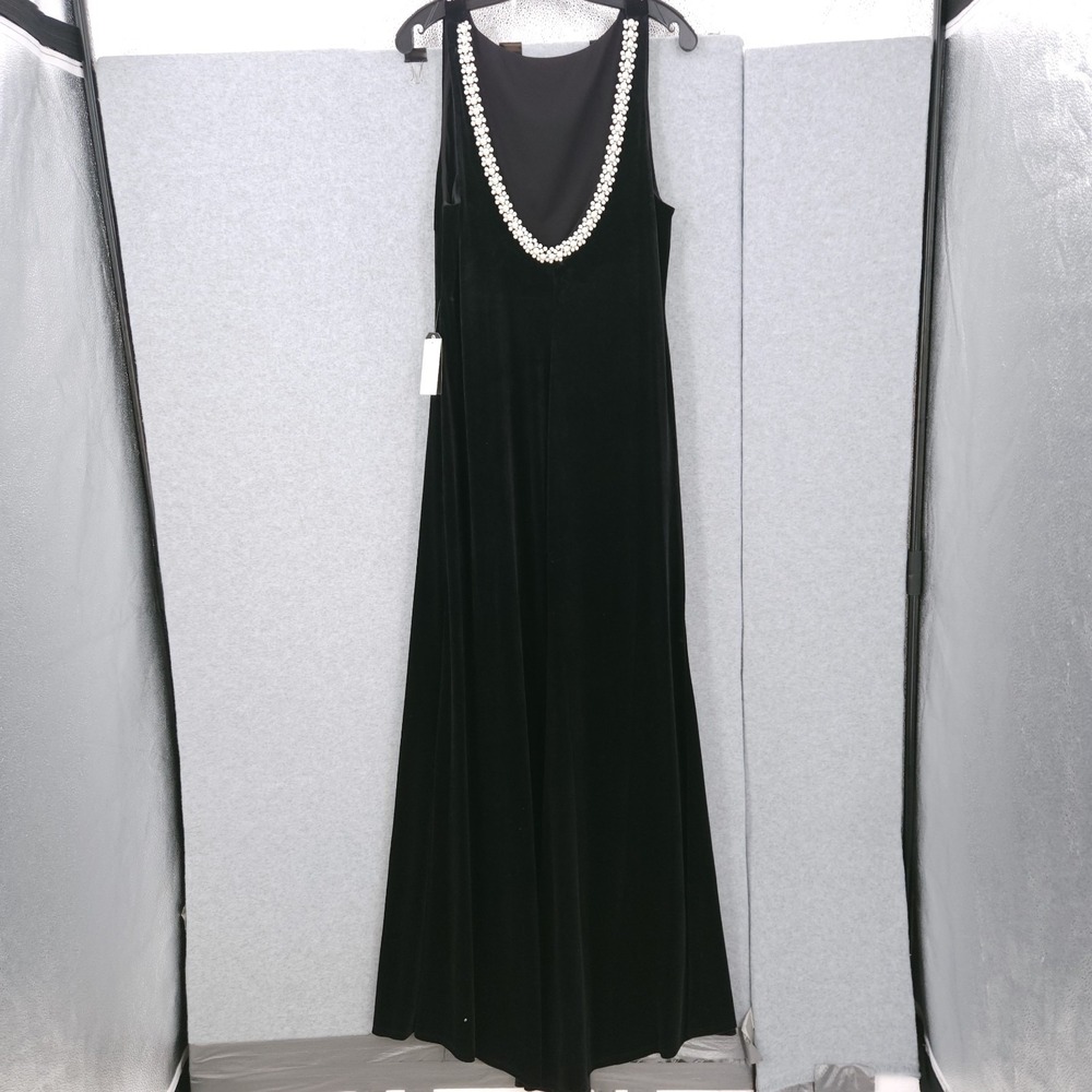 B Darlin High Silt Velvet Low Back Sleeveless Black Pearl Womens Size 18W NWT - Picture 7 of 12